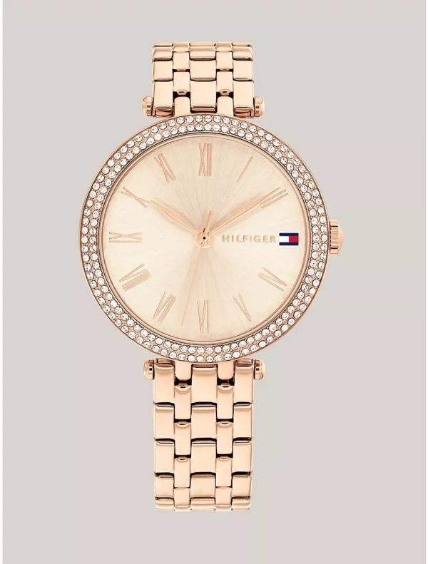 34MM Crystal Bezel Carnation Dial Watch