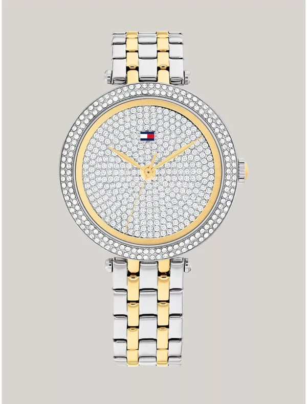 34MM Crystal Bezel Two-Tone Watch