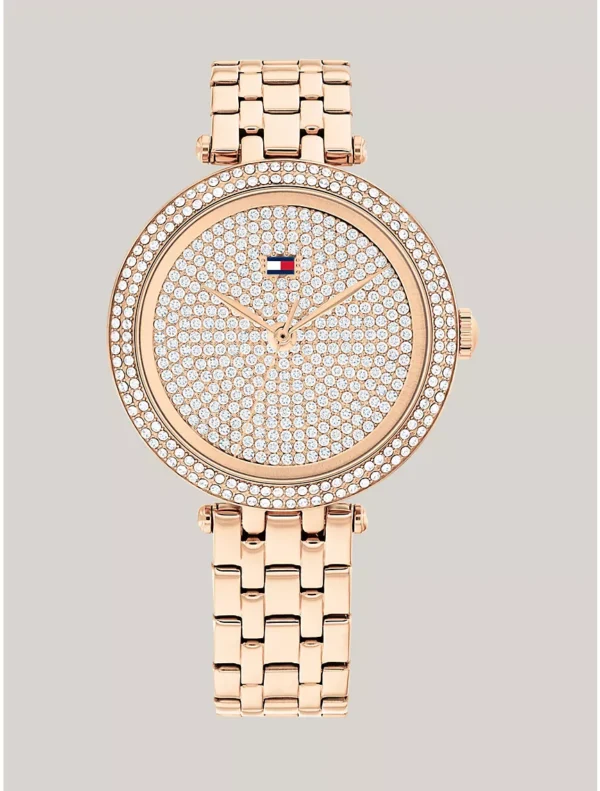 34MM Crystal Carnation Gold-Tone Watch