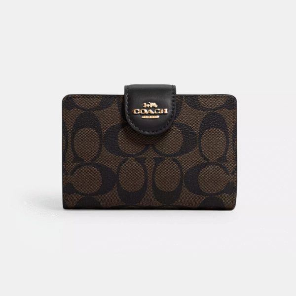 Coach Medium Corner Zip Wallet In Signature Canvas