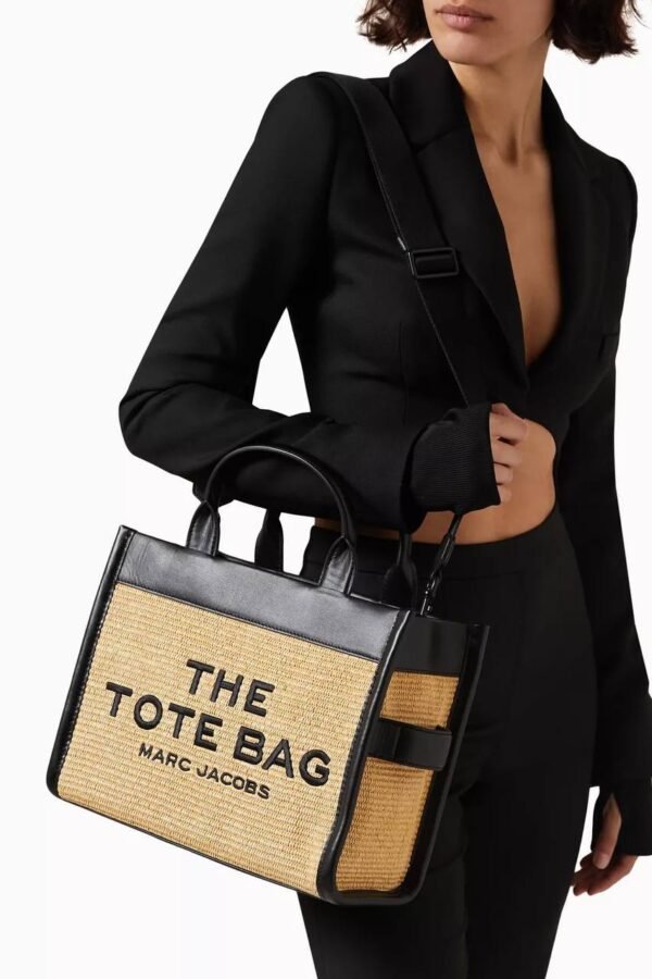 The Woven Medium Tote raffia and leather bag Marc Jacobs