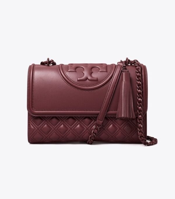 TORY BURCH FLEMING CONVERTIBLE SHOULDER BAG IN BURGUNDY