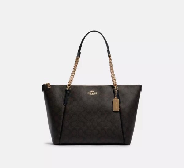 Coach Ava Chain Tote Signature Brown