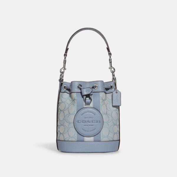 Coach Dempsey Small Bucket Bag in Signature Jacquard Marble Blue