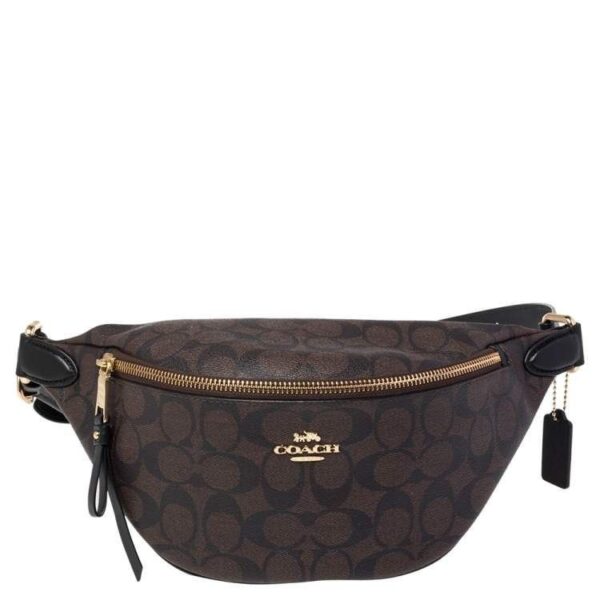Coach Brown Signature Coated Canvas Belt